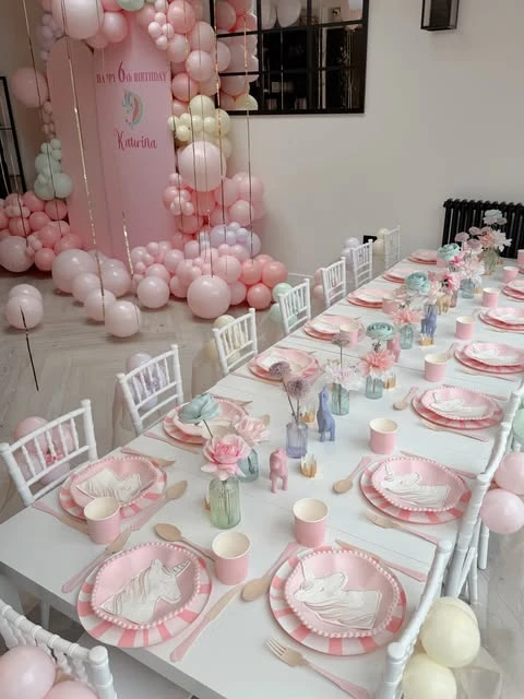 Striped Paper Place Settings unicorn birthday party ideas
