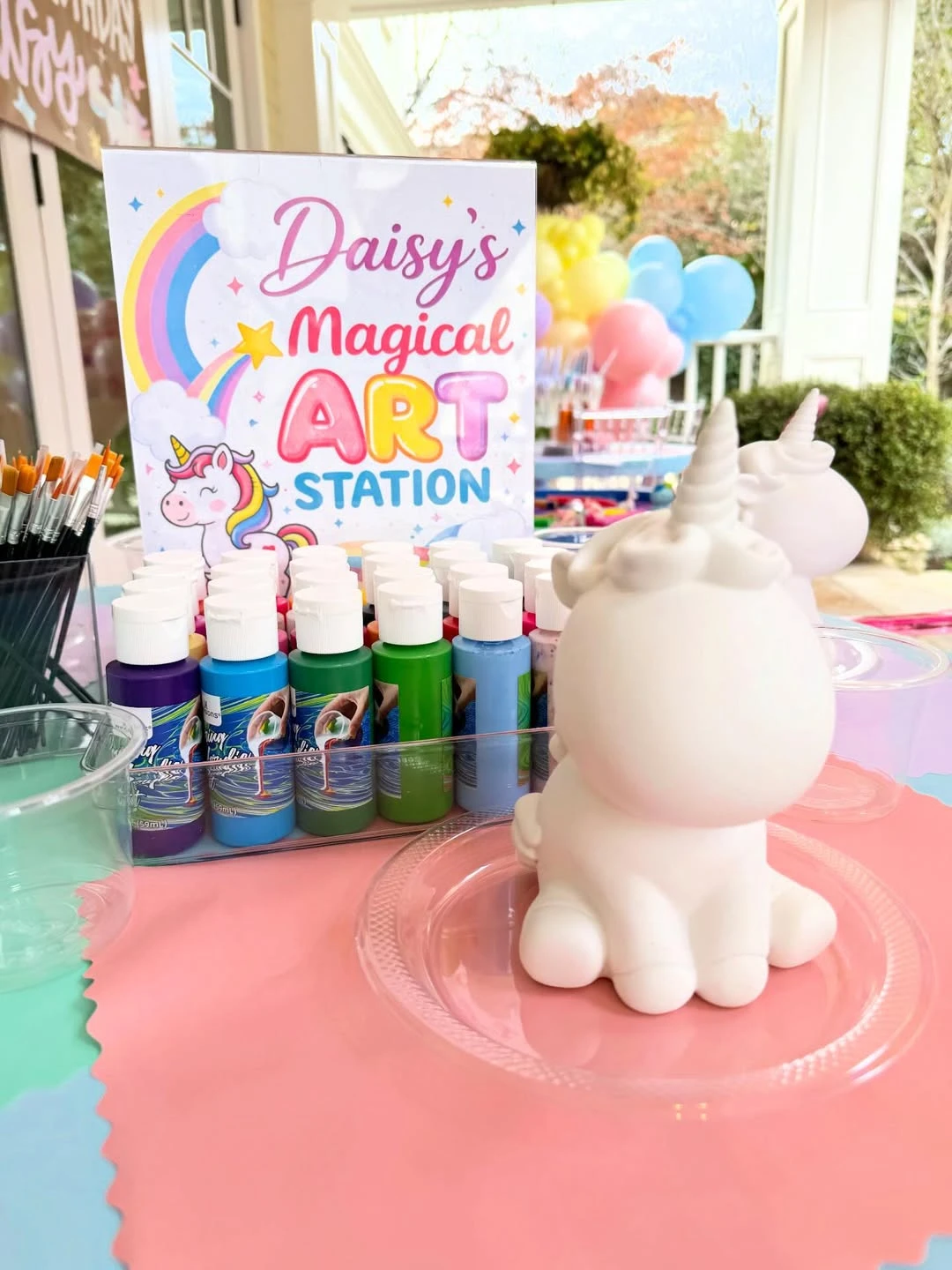 Personalized Plaster Painting Station unicorn birthday party ideas