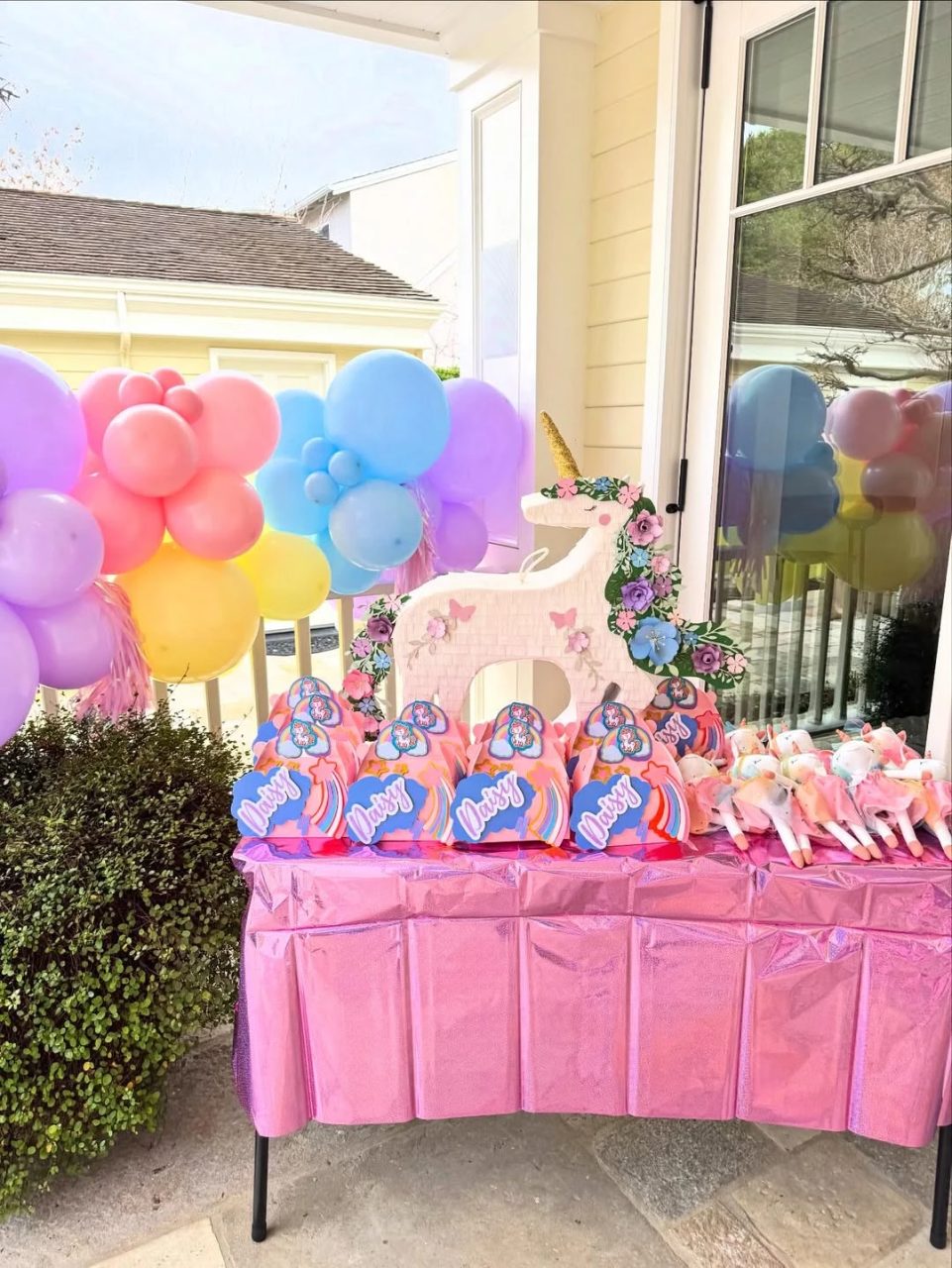 Shimmering Favor Display Station unicorn birthday party ideas
