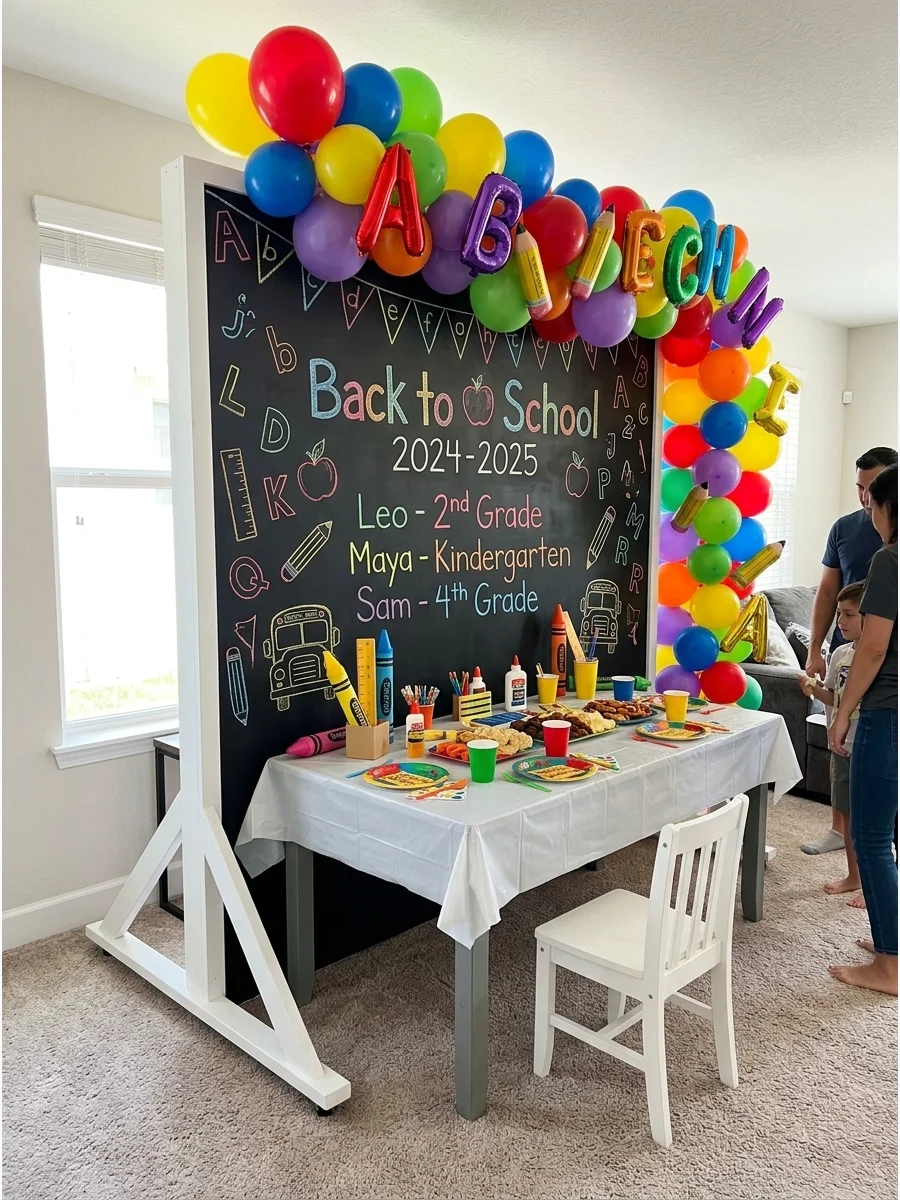 Colorful Chalkboard Backdrop support view 1