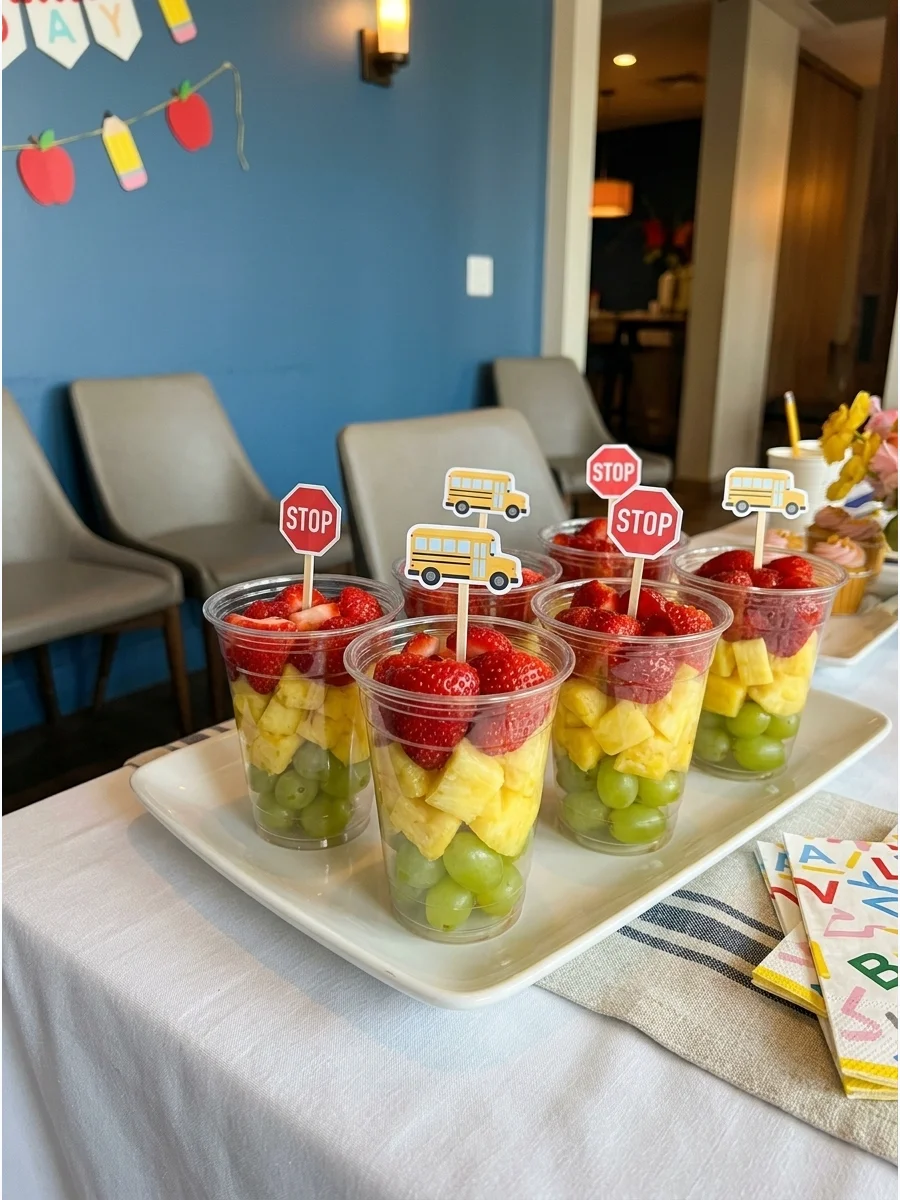Traffic Light Fruit Cups back to school party