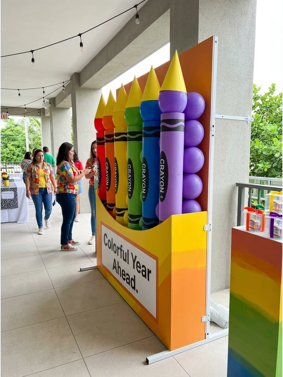 Crayon Box Balloon Backdrop support view 1