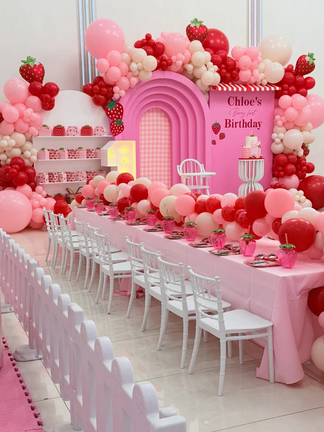Layered Arch Photo Station berry first birthday