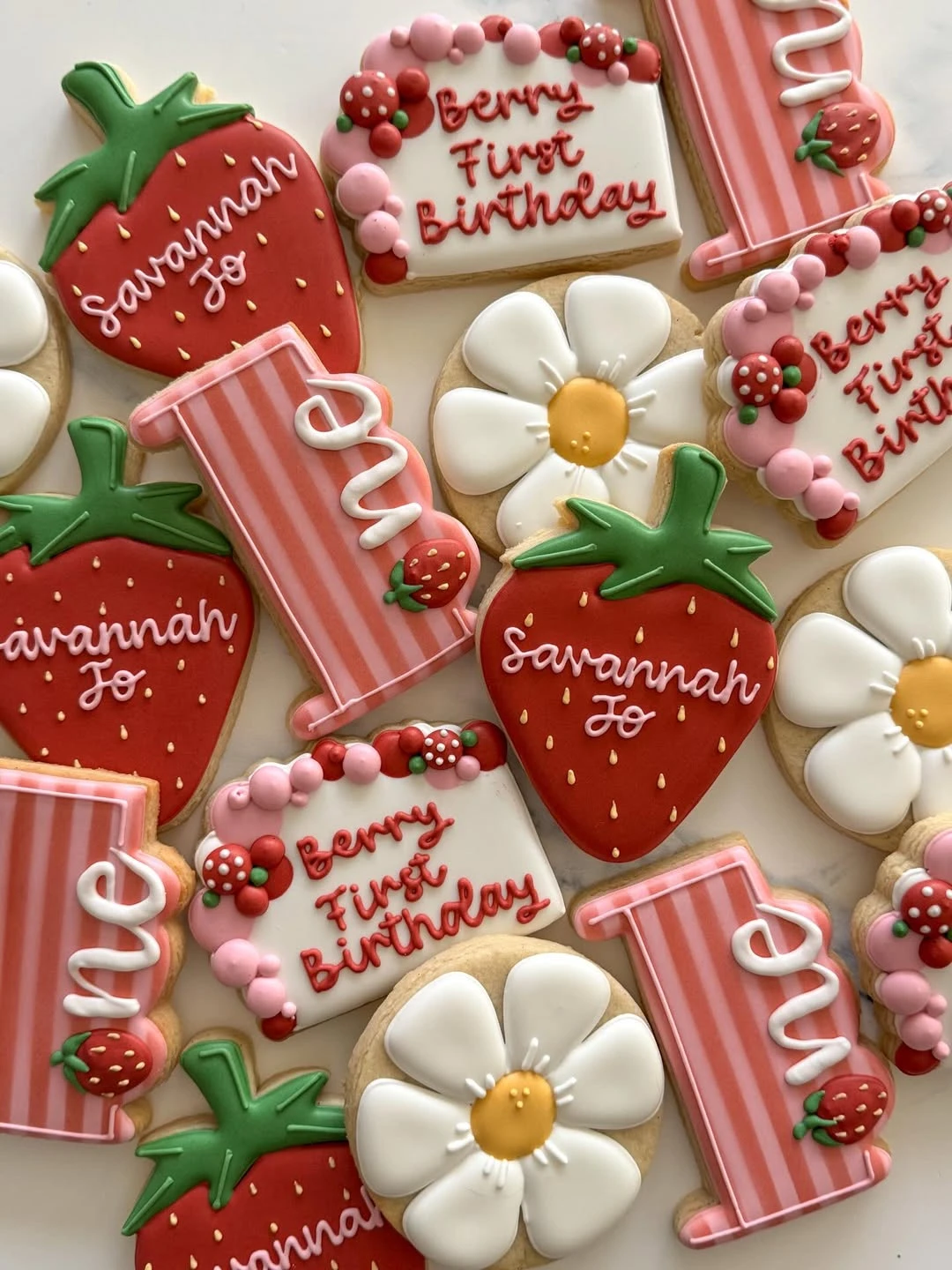 Personalized Strawberry Sugar Cookies berry first birthday