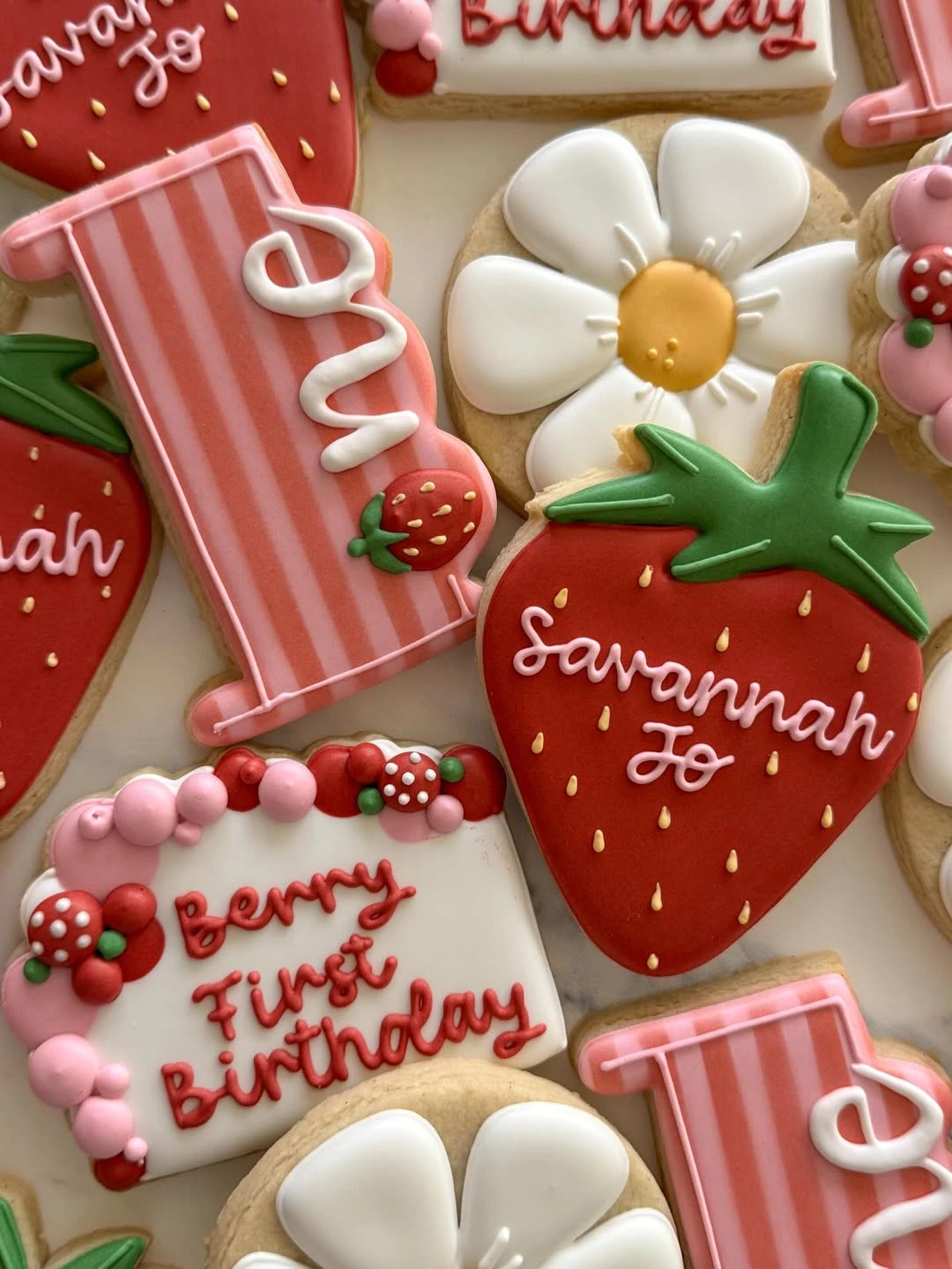 Personalized Strawberry Sugar Cookies berry first birthday