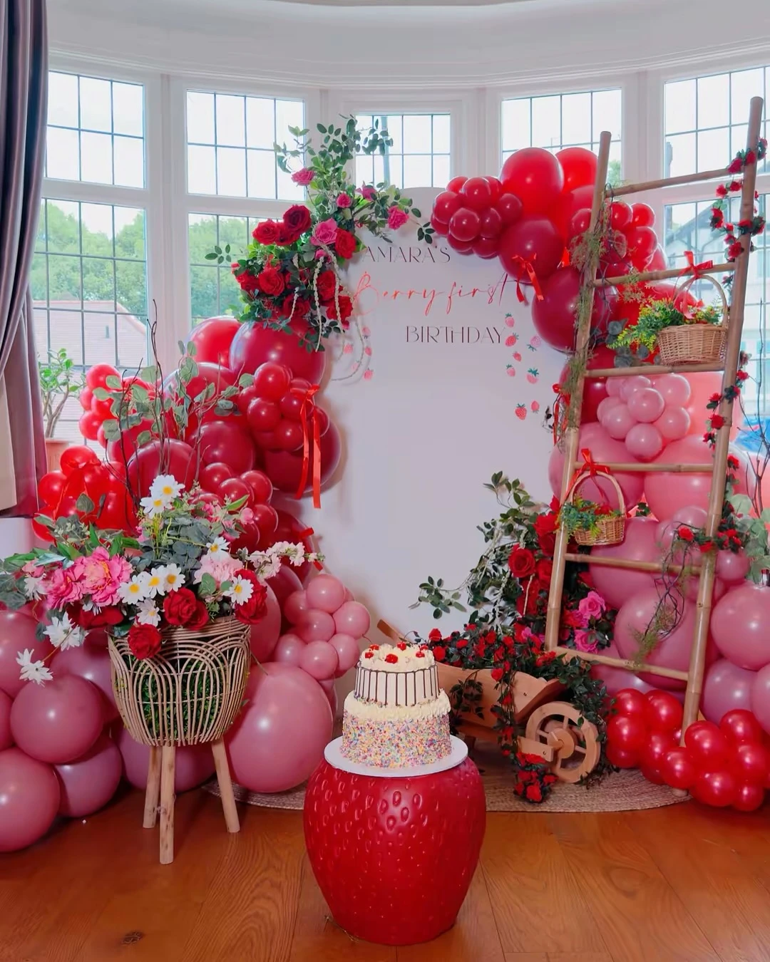 Rustic Garden Photo Backdrop berry first birthday