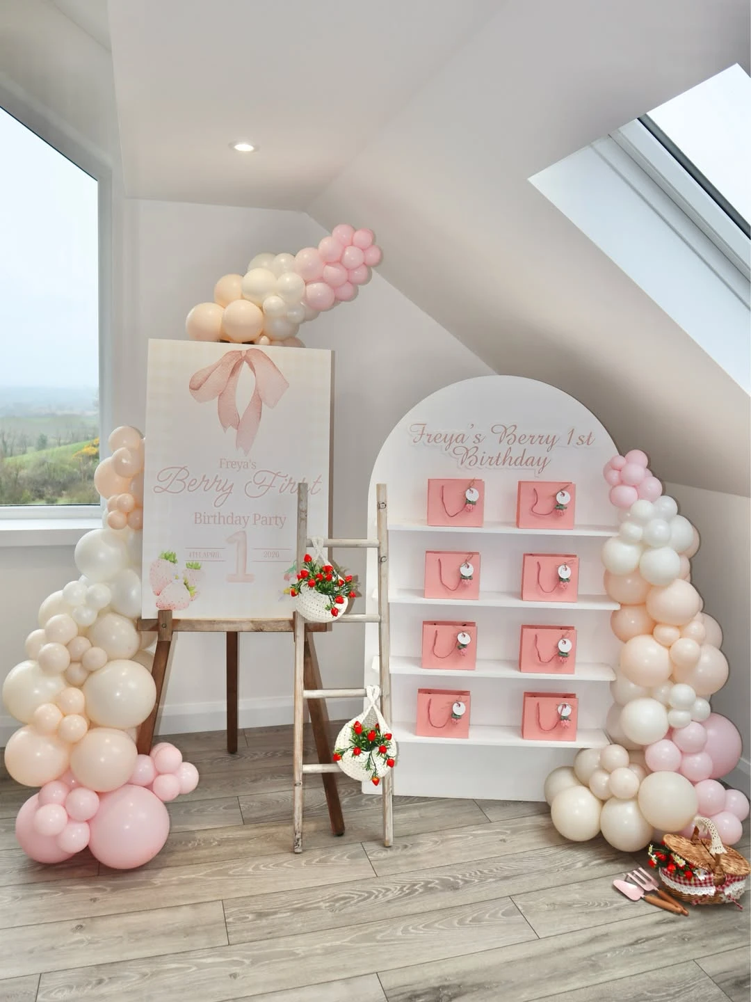 Vertical Favor Bag Station berry first birthday