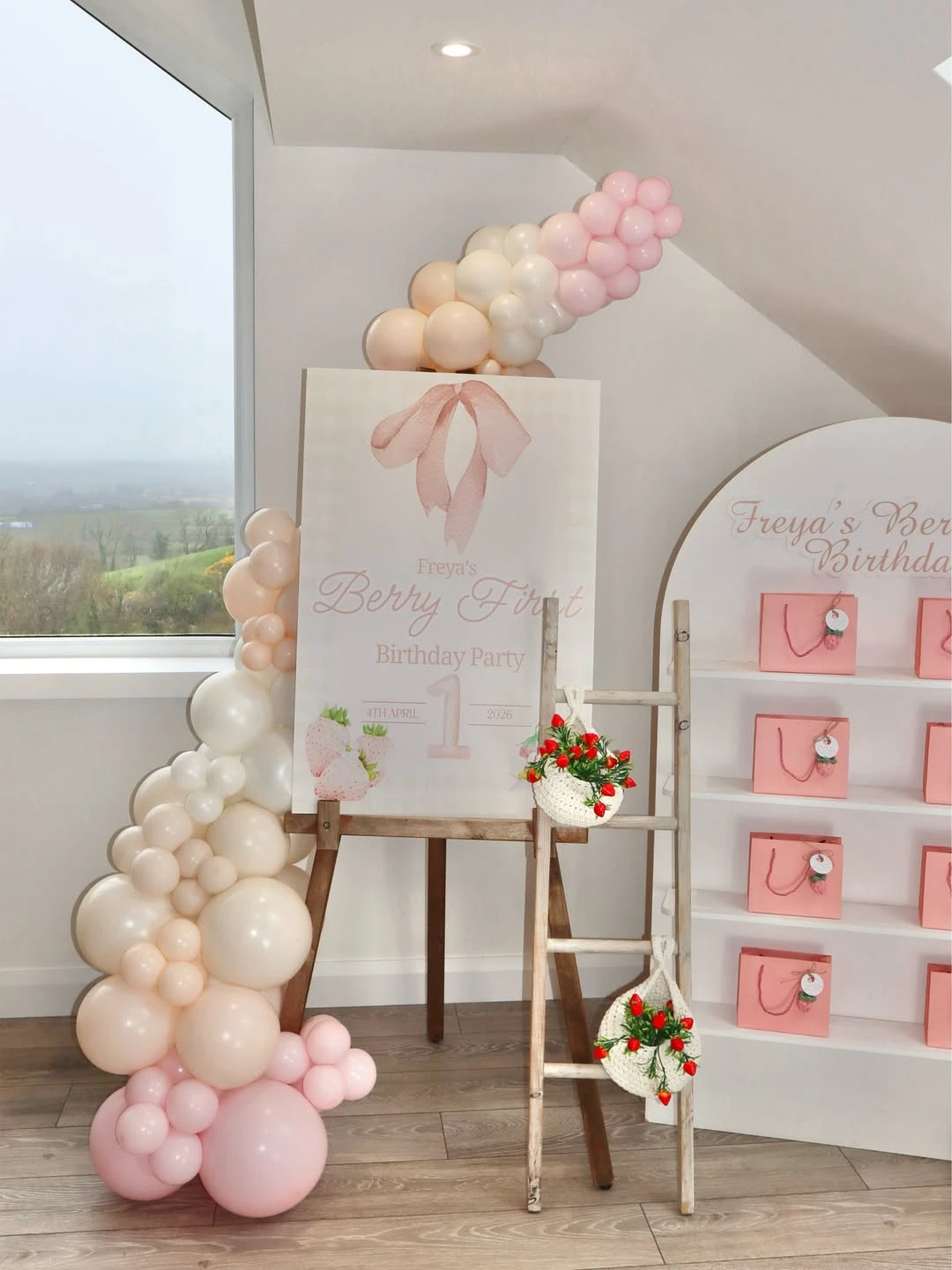 Vertical Favor Bag Station berry first birthday