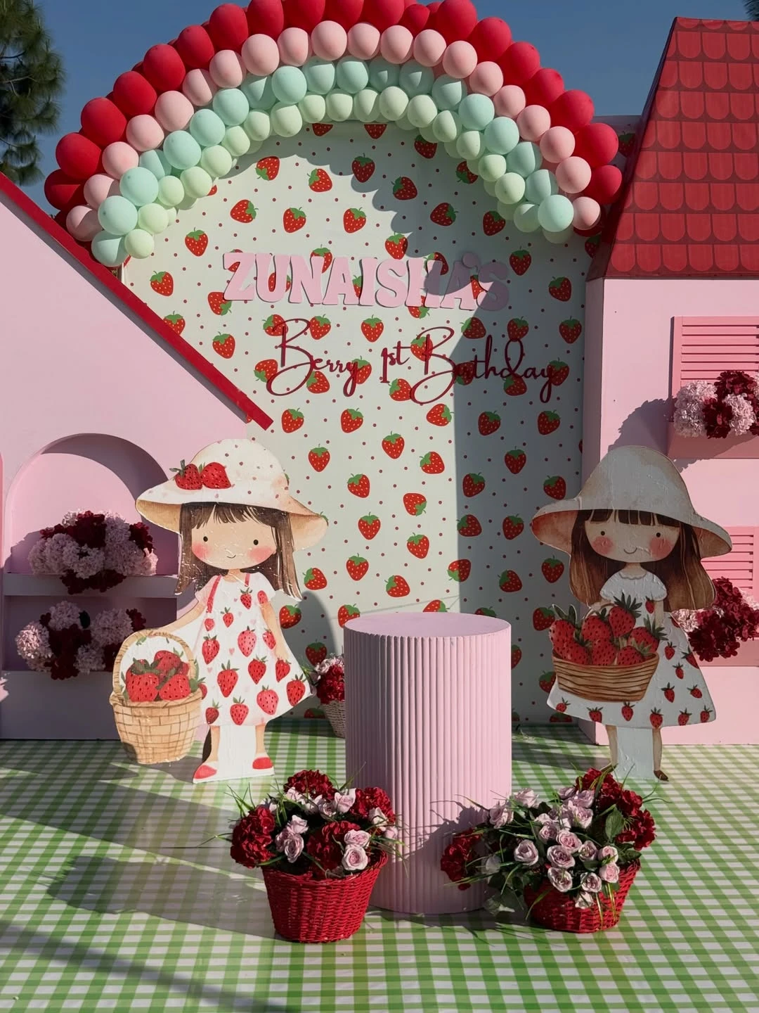 Strawberry Village Scene berry first birthday