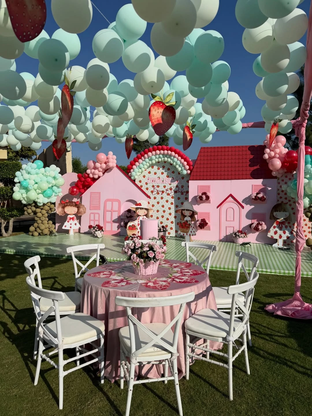 Strawberry Village Scene berry first birthday