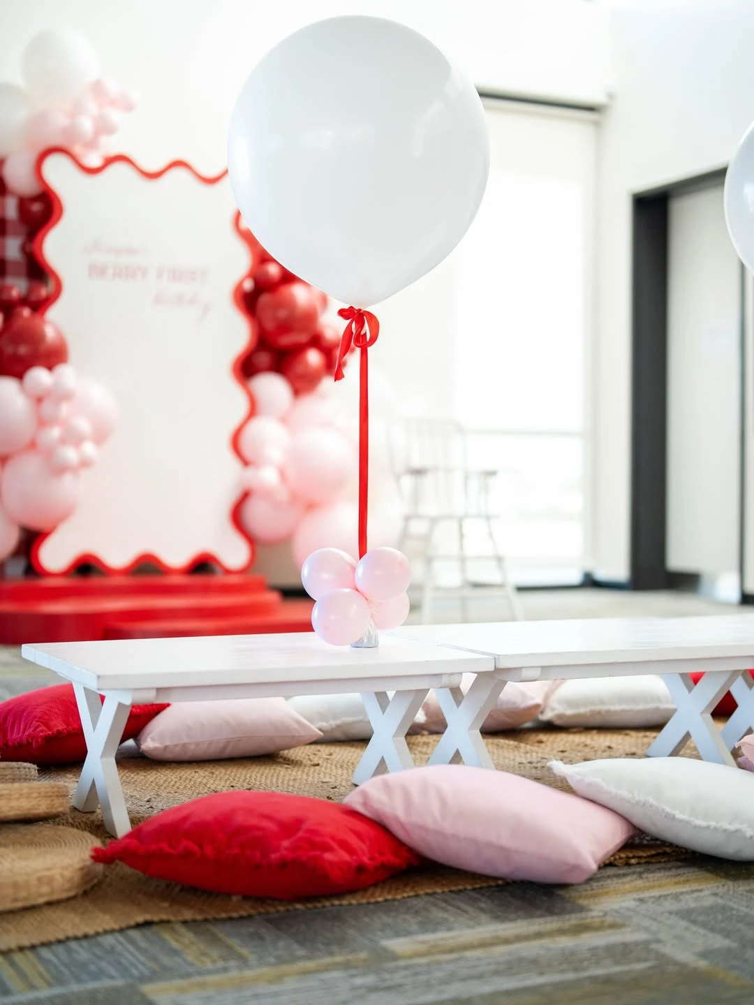 Toddler-Height Picnic Lounge berry first birthday