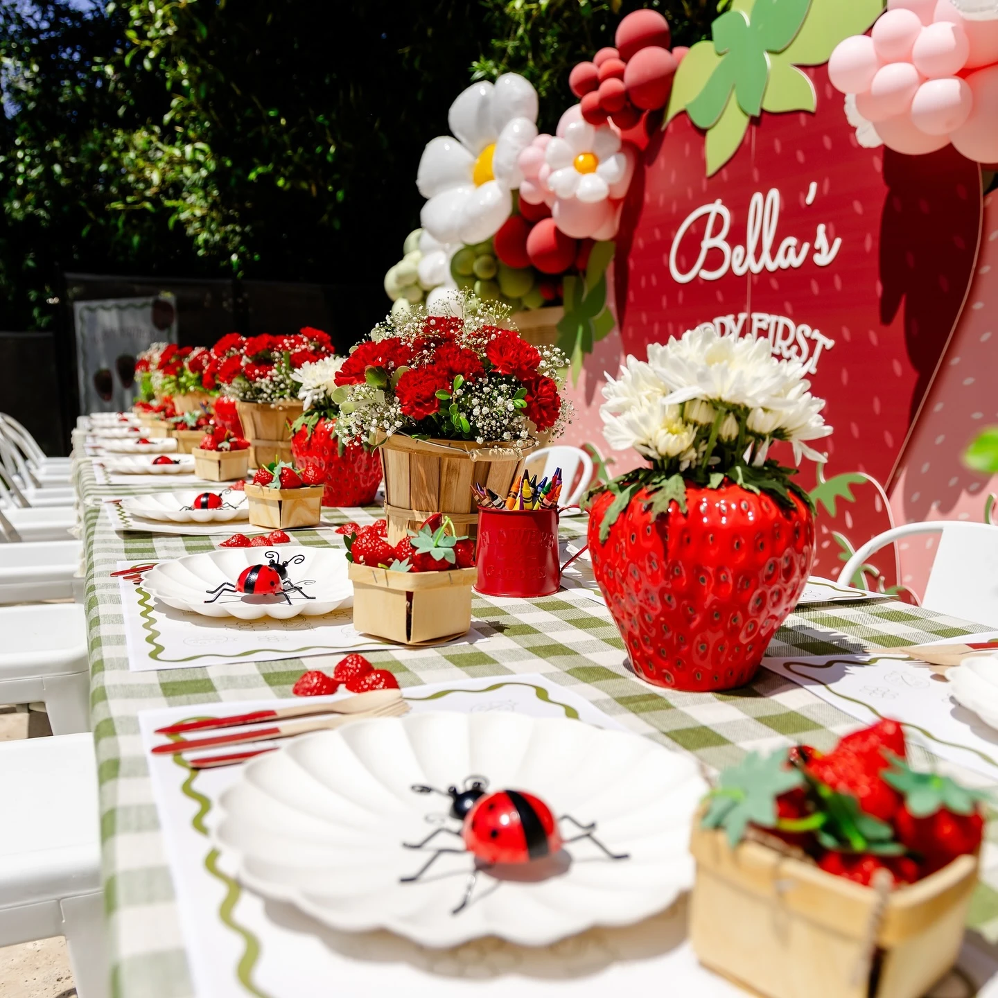 Detailed Garden Table Settings berry first birthday