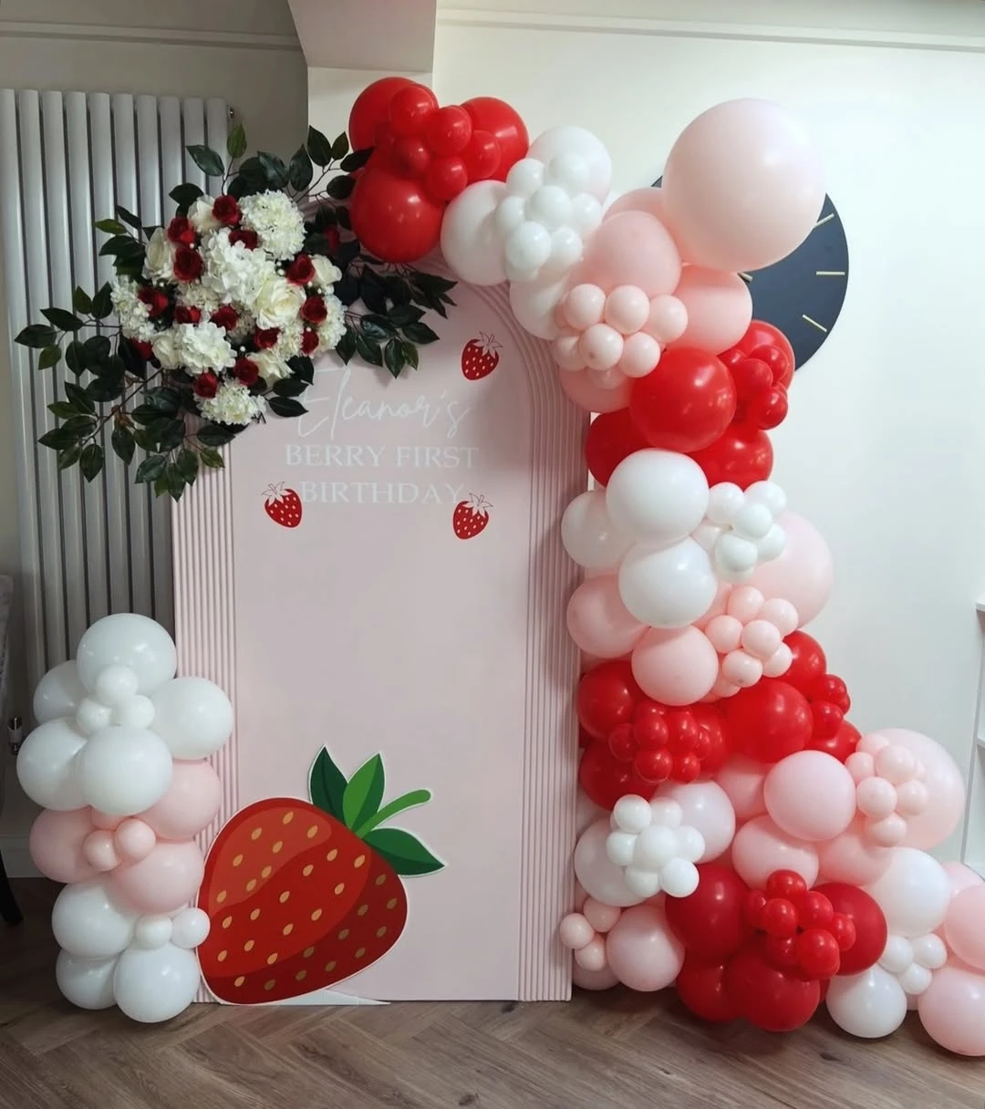 Fluted Arch Backdrop Setup berry first birthday