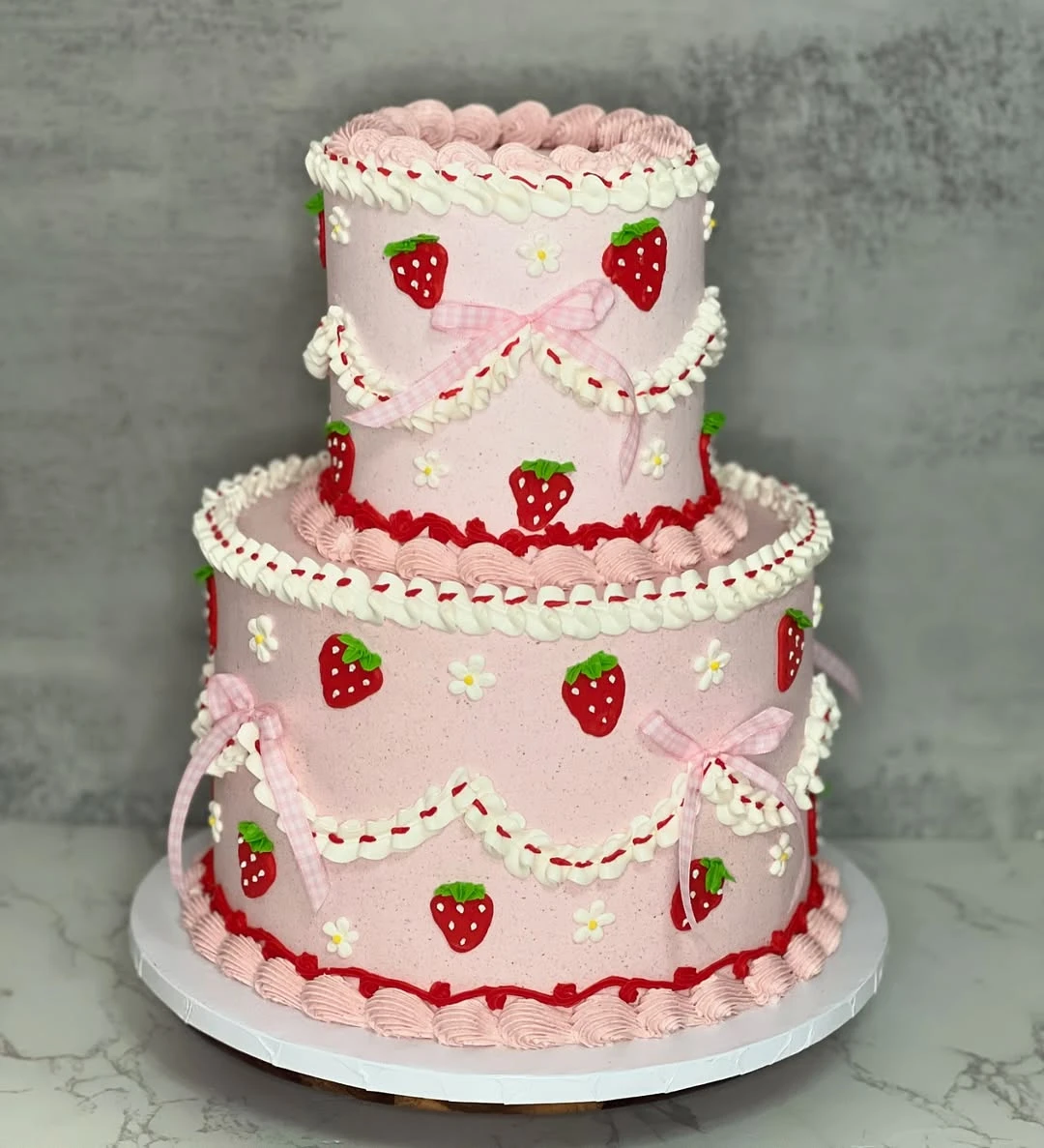 Vintage Piped Cake Display berry first birthday