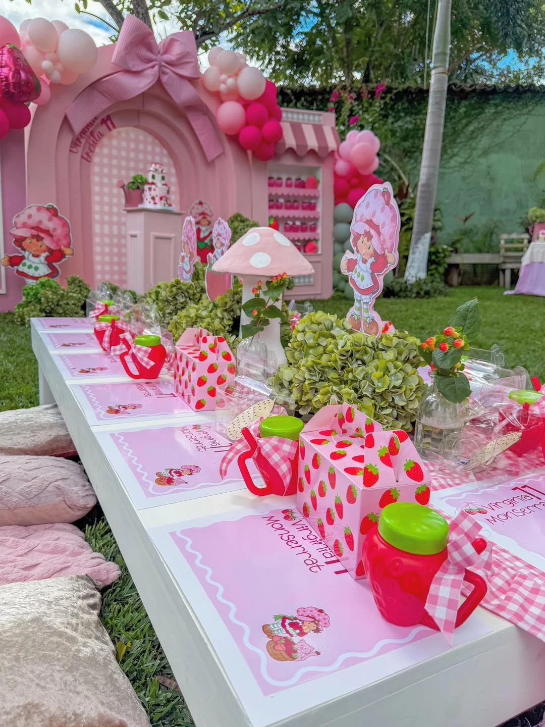 Low-Profile Picnic Seating berry first birthday