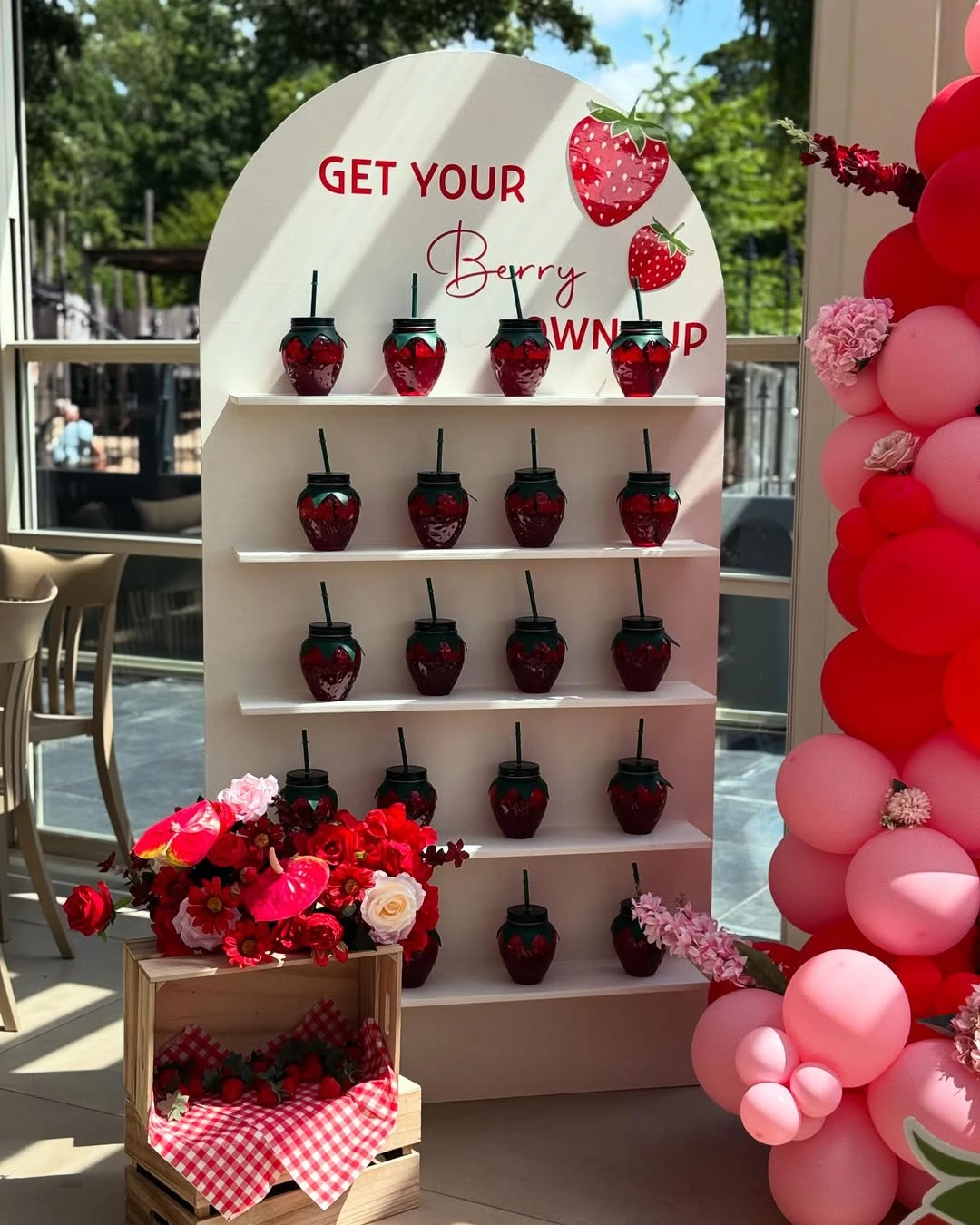Strawberry Cup Display Wall berry sweet baby shower