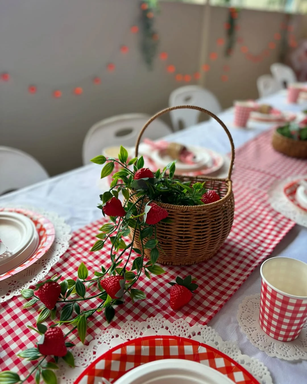 Rustic Picnic Table Layering berry sweet baby shower