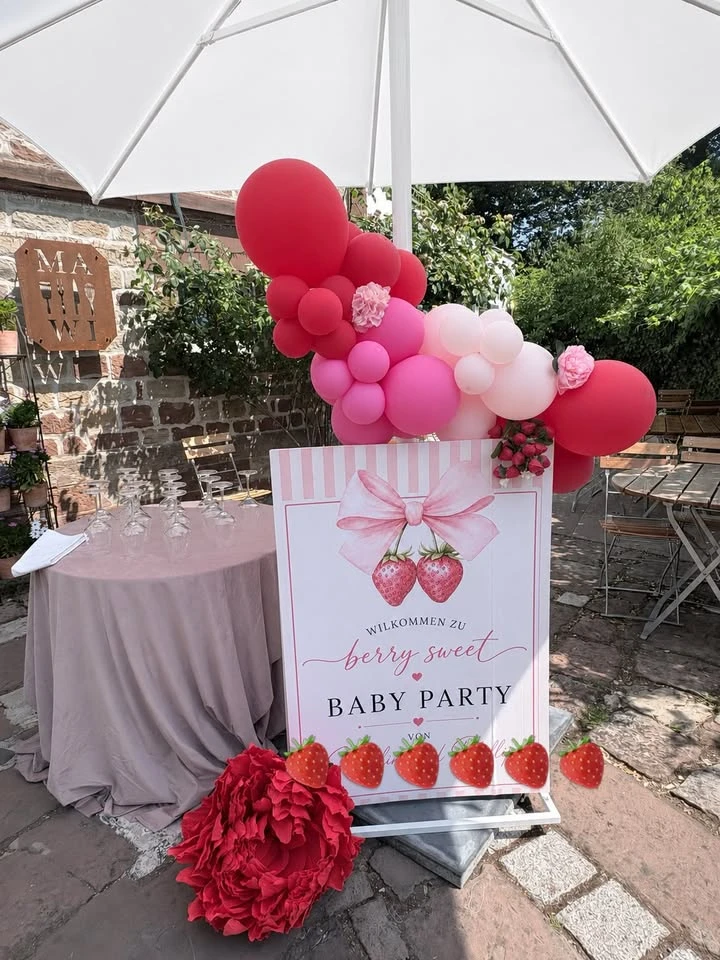 Illustrated Welcome Signage berry sweet baby shower