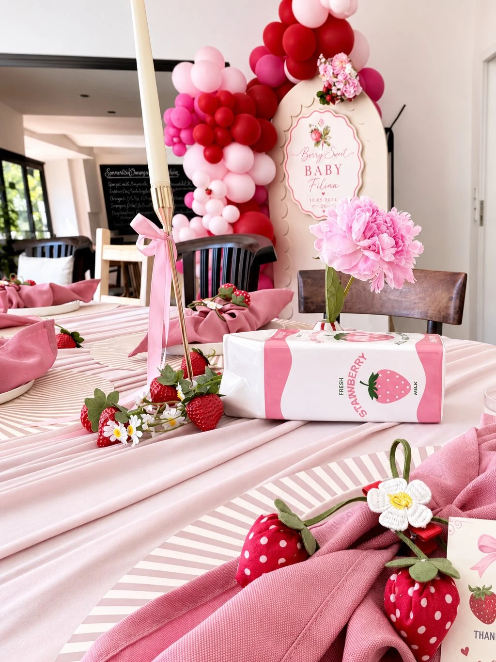 Whimsical Berry Table Elements berry sweet baby shower