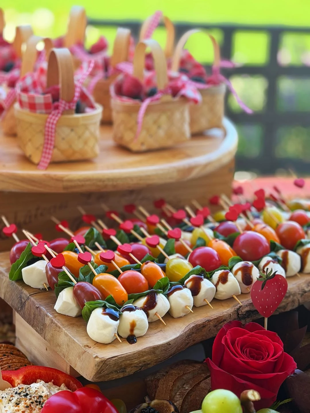 Heart-Topped Caprese Bites berry sweet baby shower