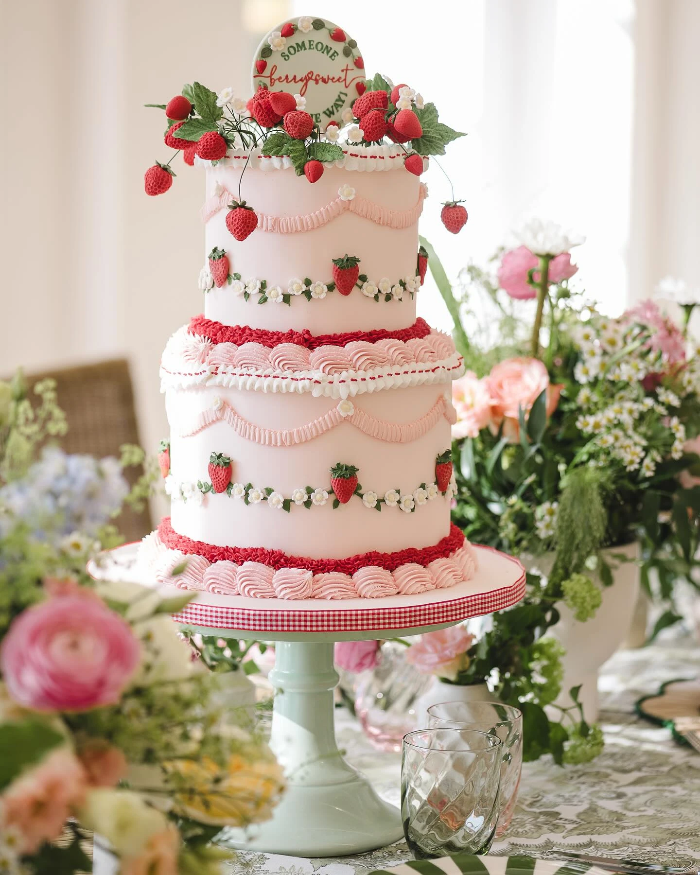 Vintage Ruffle Berry Cake berry sweet baby shower