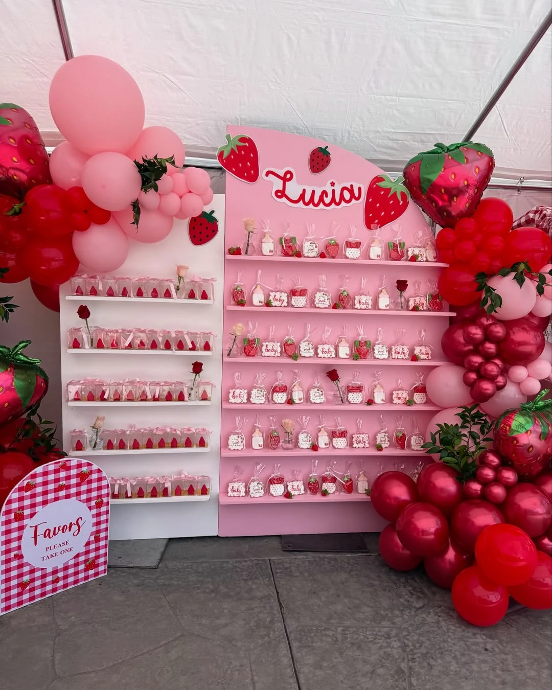 Vertical Favor Wall Display berry sweet baby shower