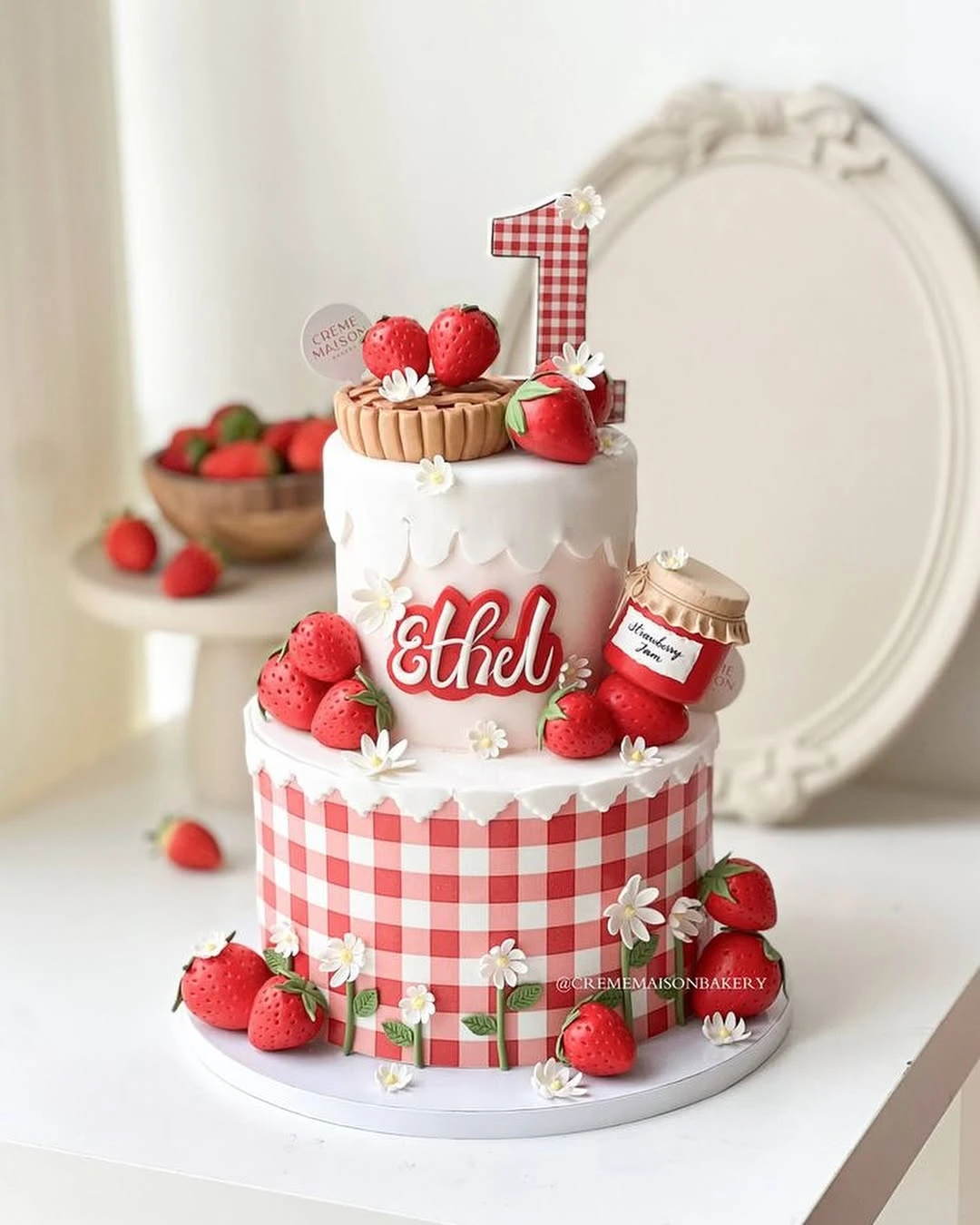 Picnic Inspired Tiered Cake berry sweet baby shower