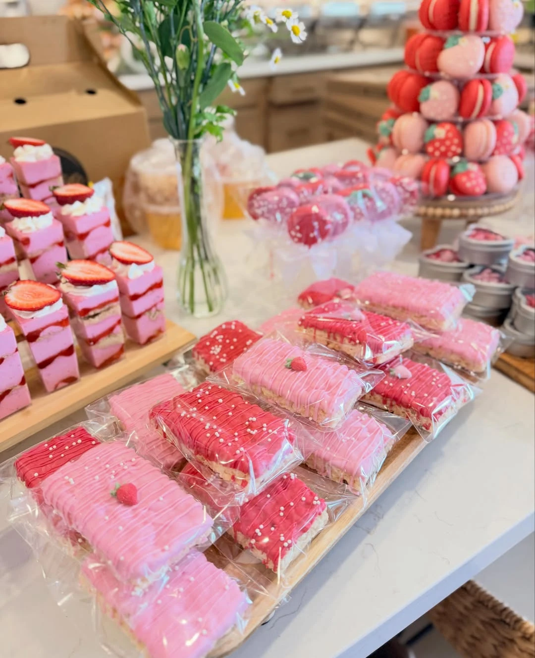 Drizzled Cereal Treats berry sweet baby shower