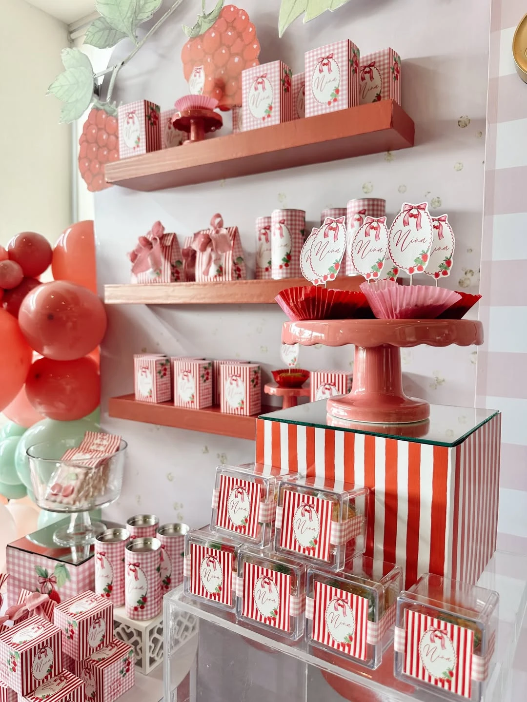Functional Shelf Backdrop Integration berry sweet baby shower