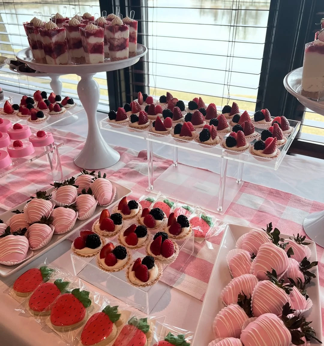 Clear Riser Dessert Heights berry sweet baby shower