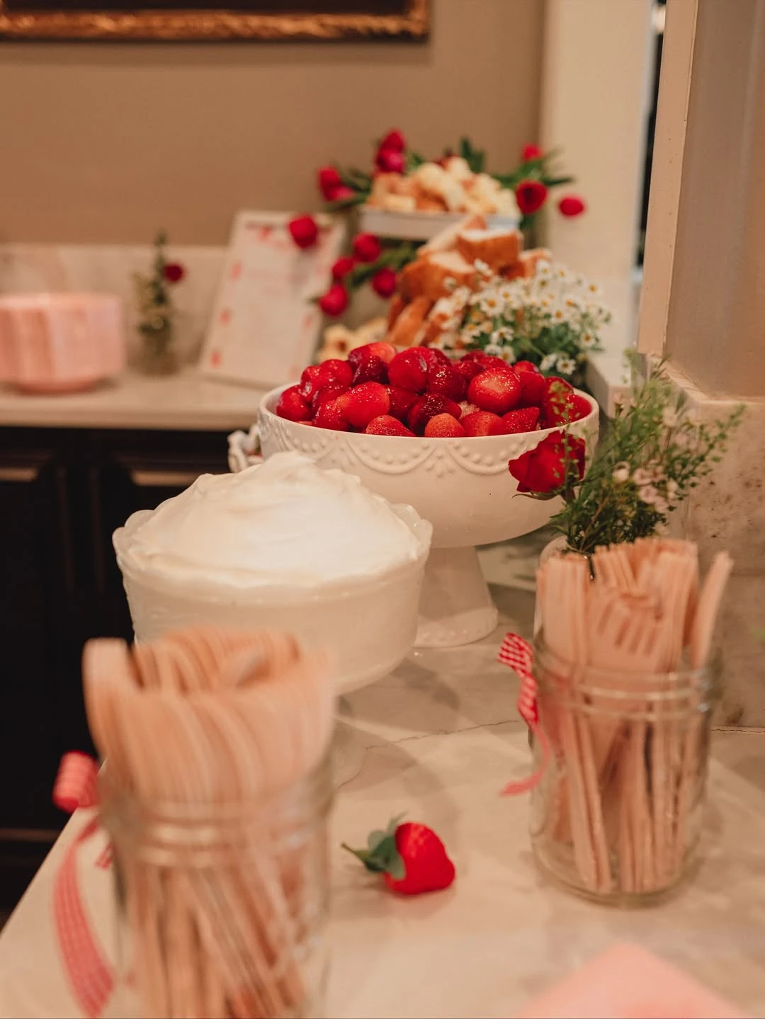 DIY Strawberry Topping Bar berry sweet baby shower