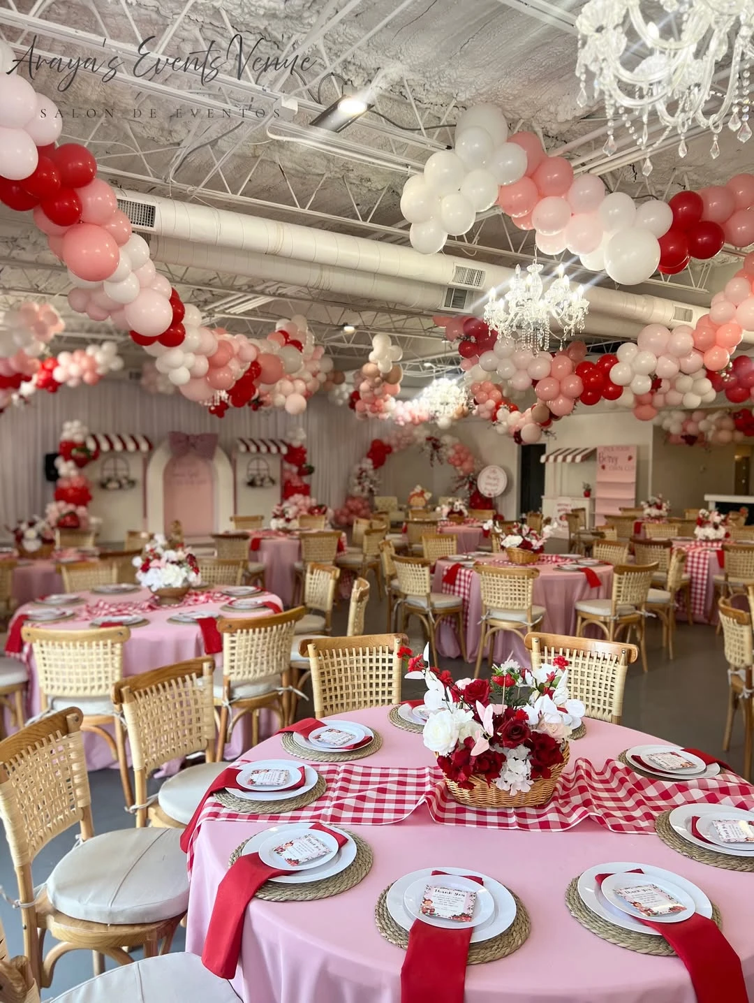 Ceiling Balloon Vines berry sweet baby shower