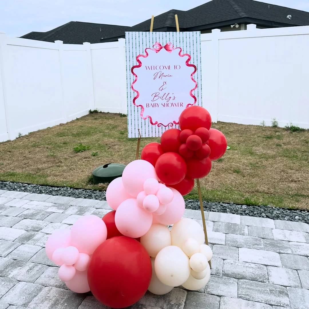 Pinstripe Welcome Display berry sweet baby shower