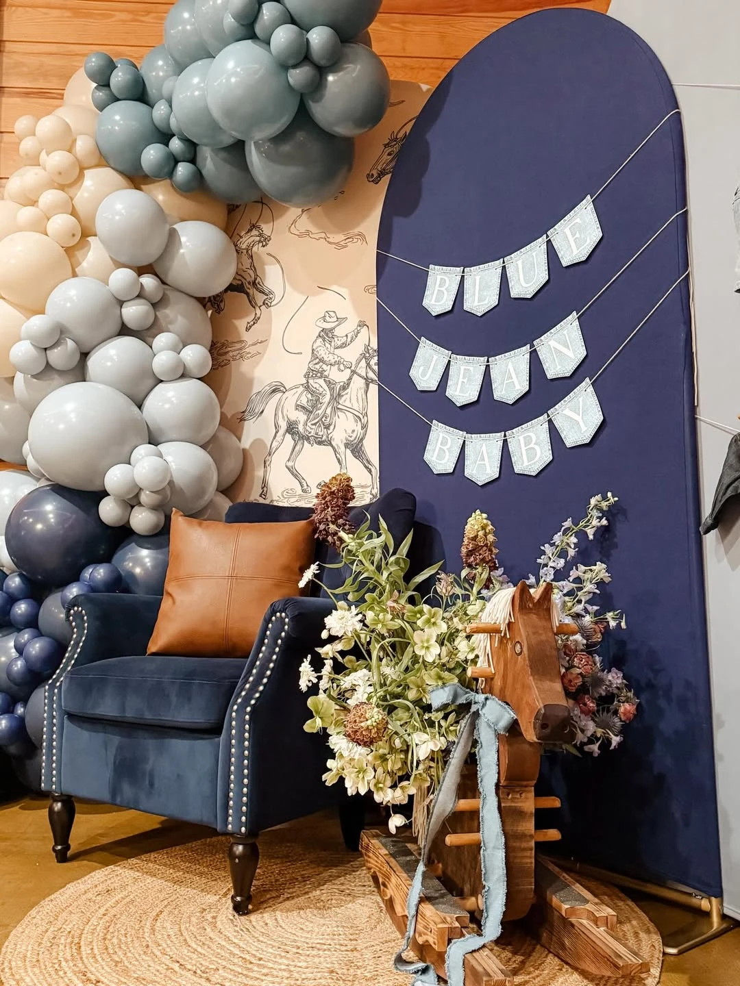 Velvet and Denim Photo Nook blue jean baby shower