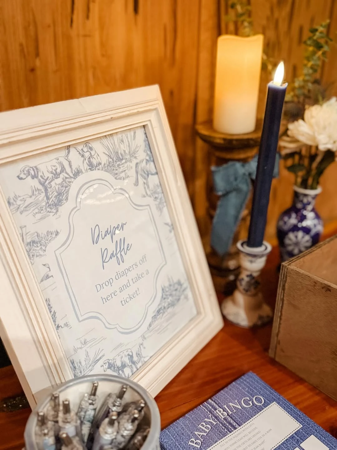 Indigo Diaper Raffle Station blue jean baby shower
