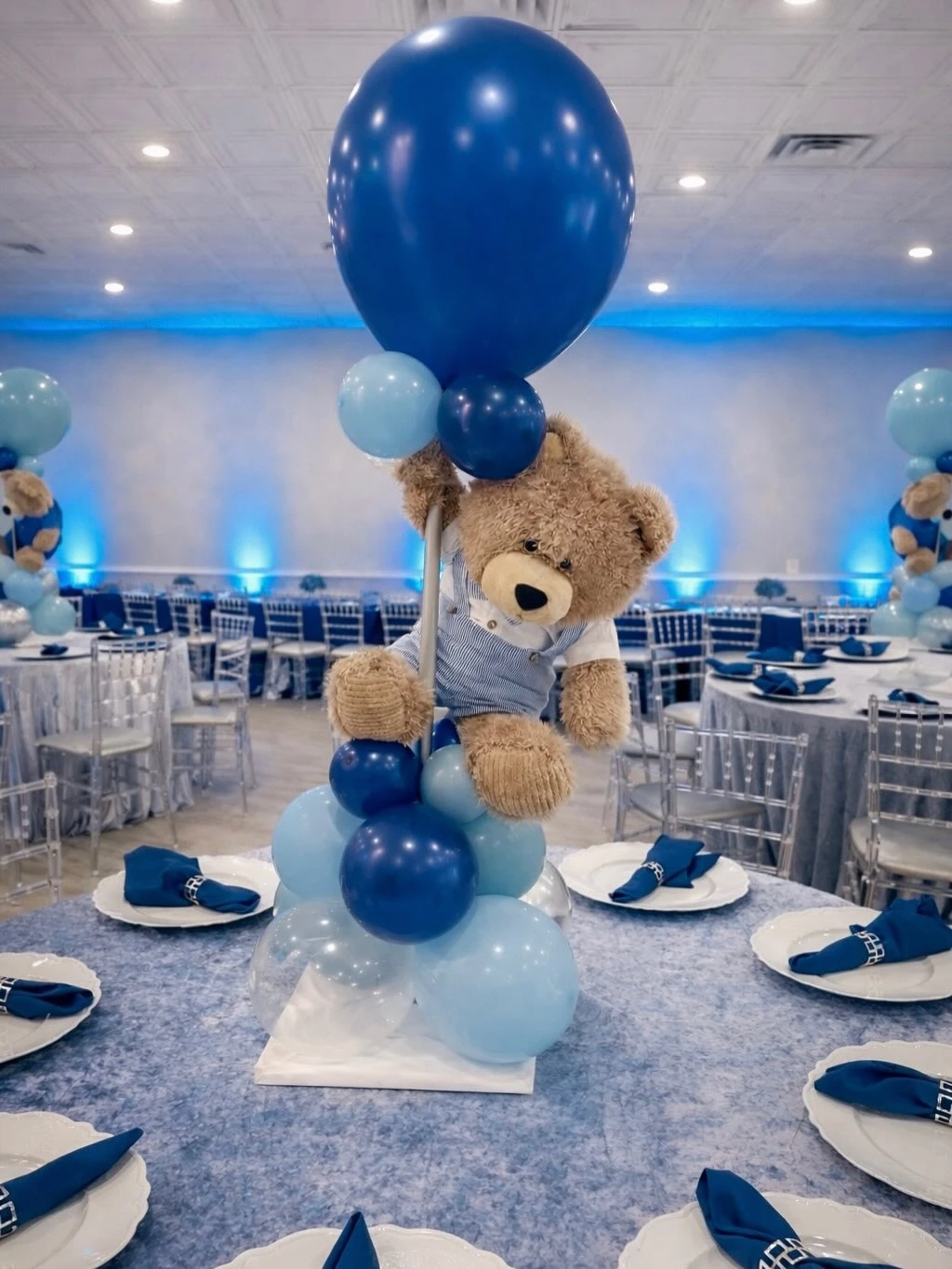 Overalls Bear Table Centerpiece blue jean baby shower