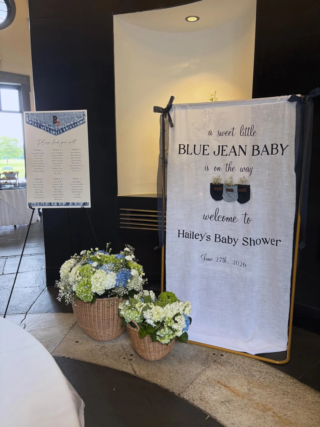 Fabric Banner Entryway Greeting blue jean baby shower