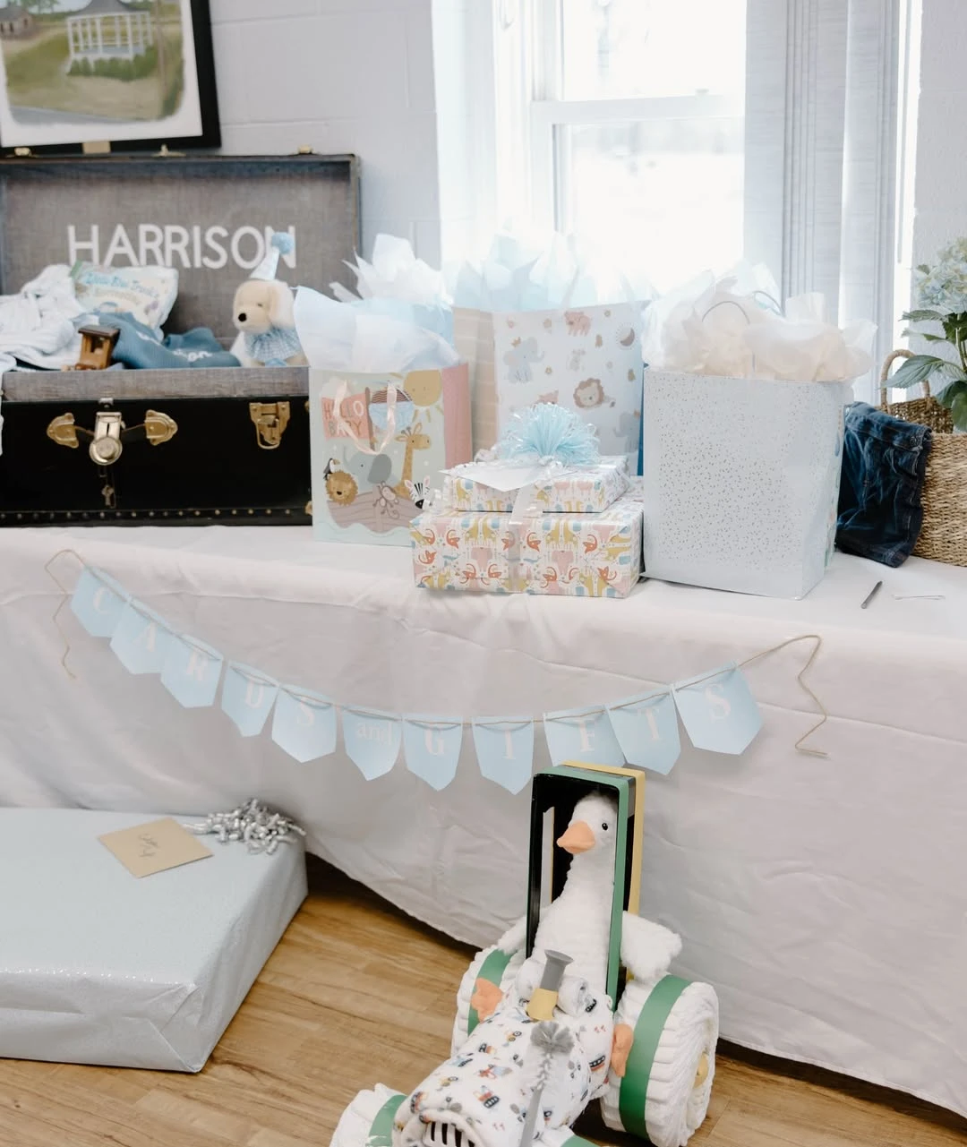 Themed Diaper Cake Sculptures blue jean baby shower
