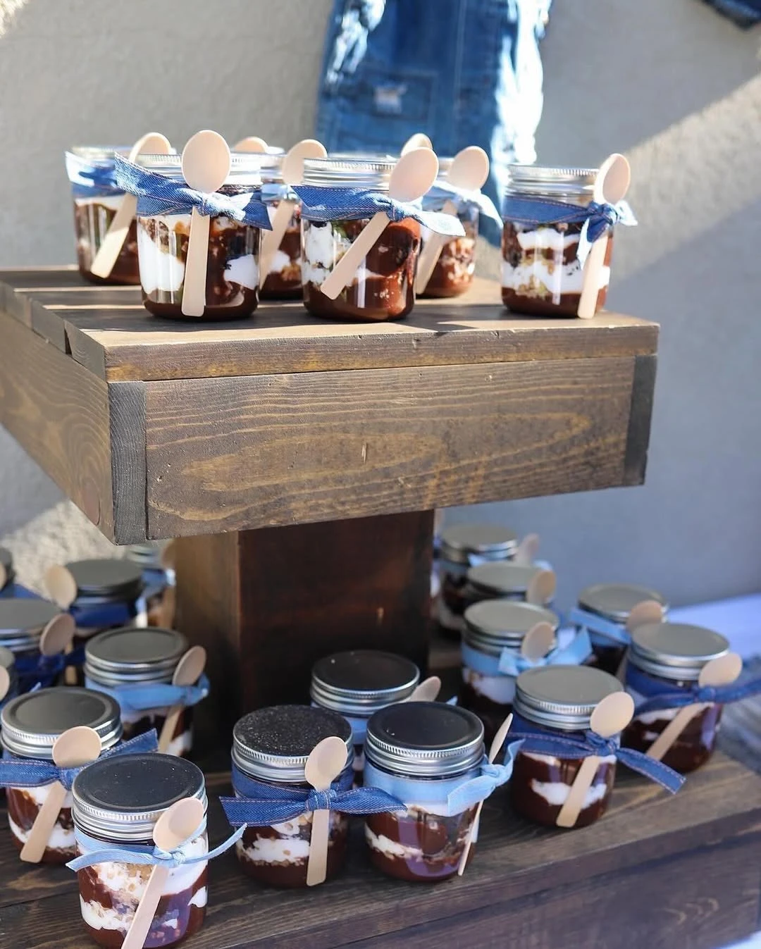 Rustic Denim Dessert Jars blue jean baby shower
