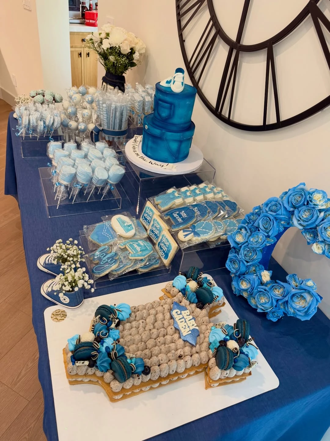 Indigo Ombre Dessert Table blue jean baby shower