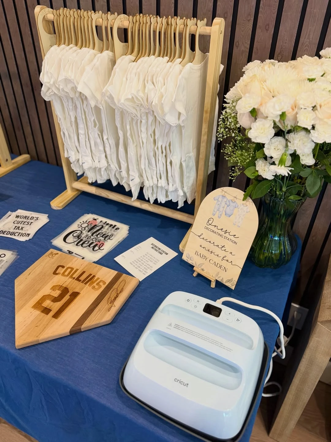 Heat Press Apparel Station blue jean baby shower