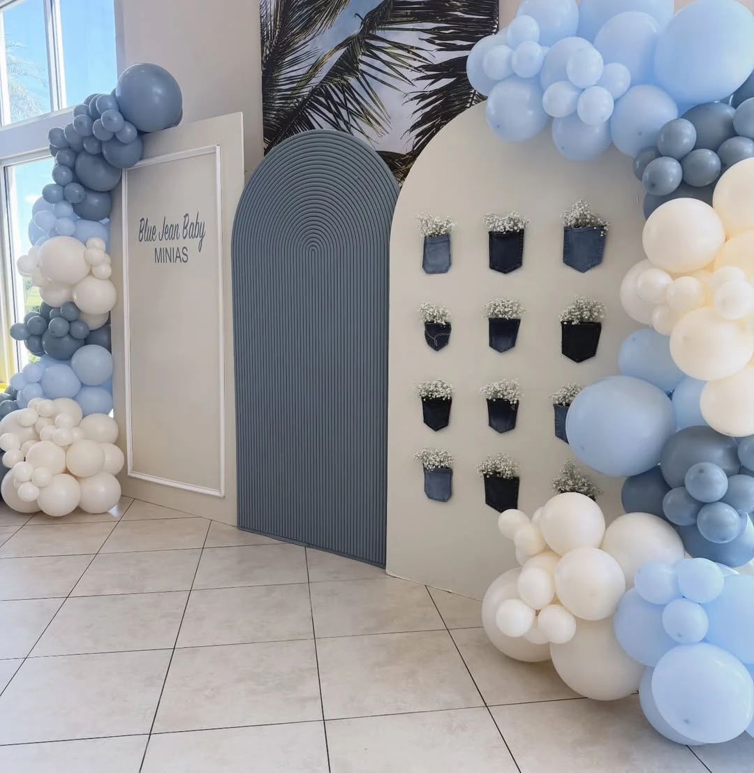 Indigo Pocket Flower Wall blue jean baby shower