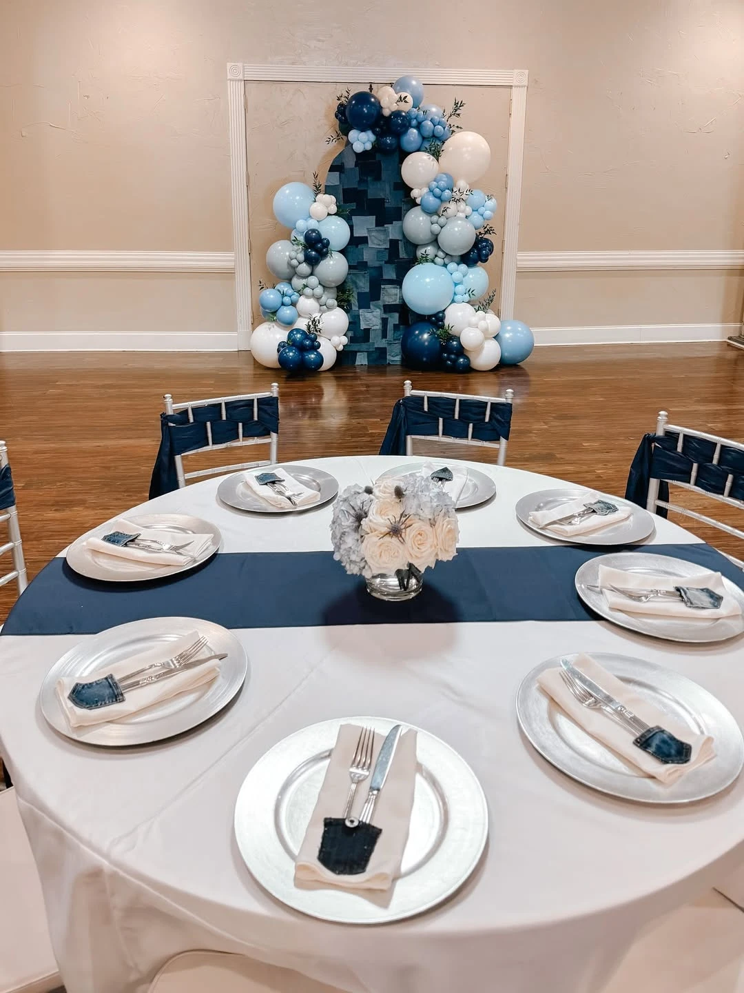 Denim Fabric Arch blue jean baby shower