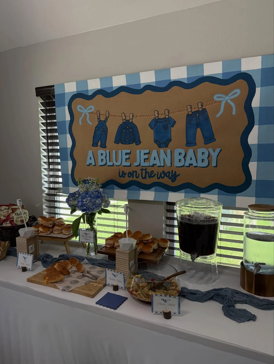 Coordinated Buffet Station blue jean baby shower