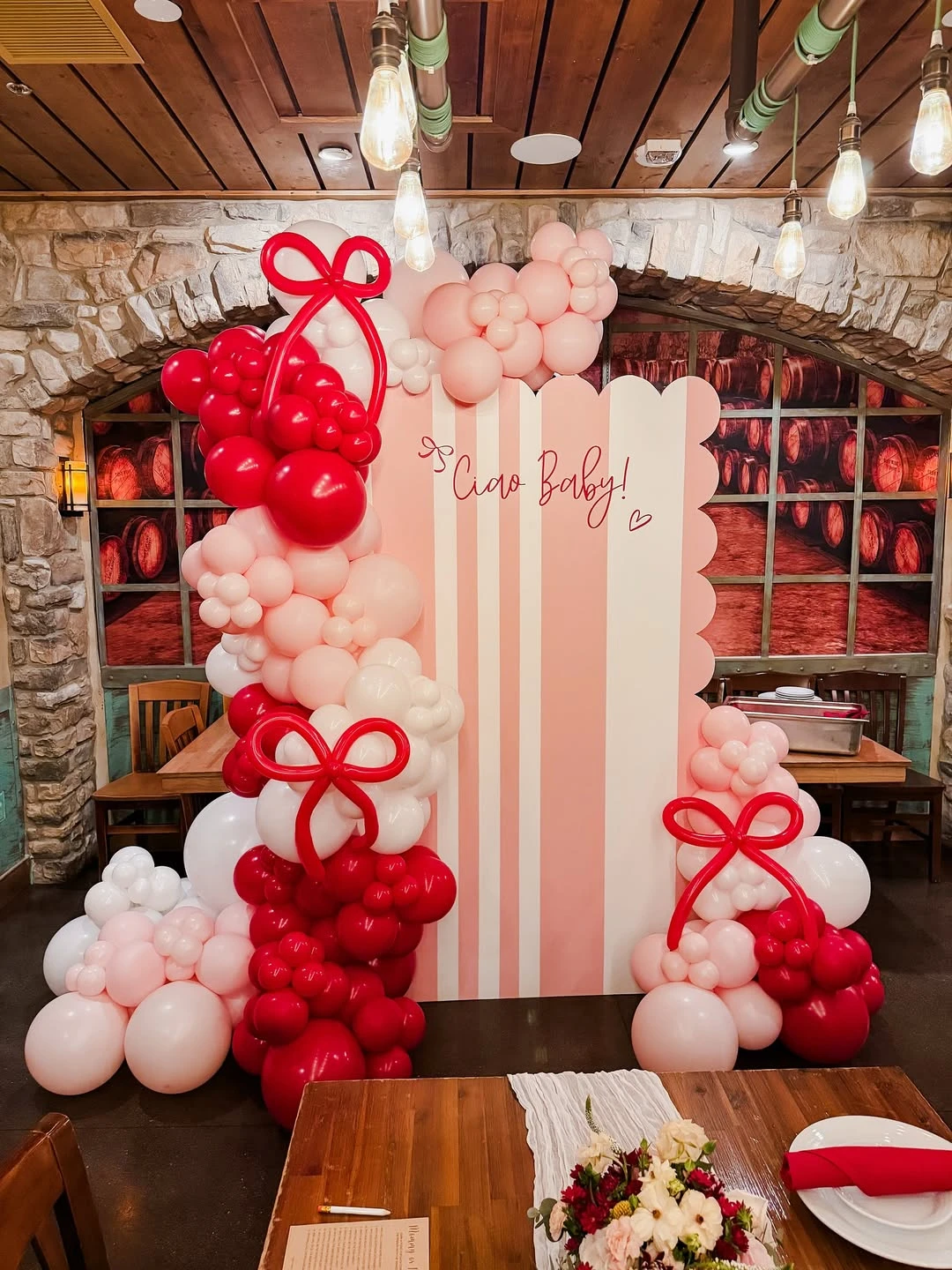 Scalloped Striped Photo Backdrop ciao baby shower