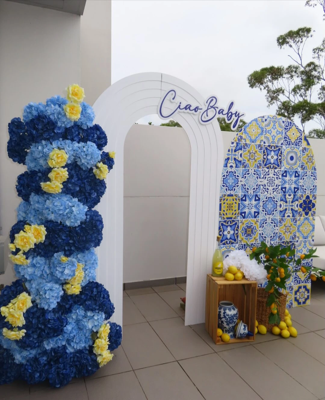Mediterranean Tile Backdrop Panels ciao baby shower