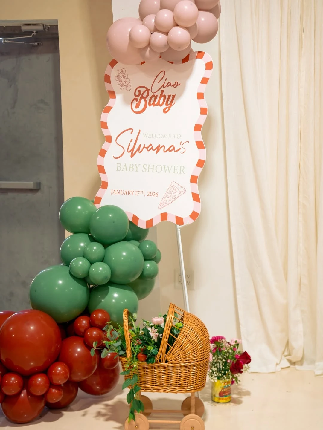 Scalloped Trattoria Welcome Sign ciao baby shower