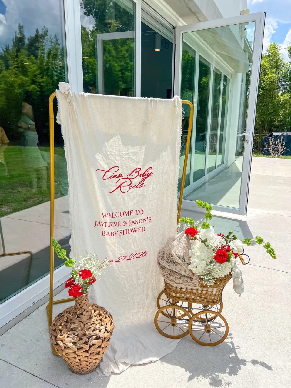 Raw-Edge Fabric Signage ciao baby shower