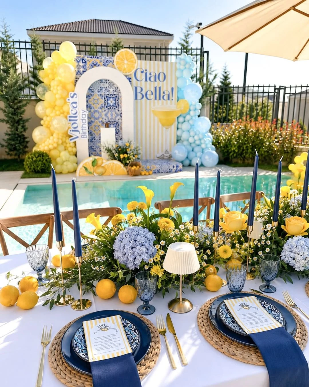 Vibrant Coastal Table Layers ciao baby shower