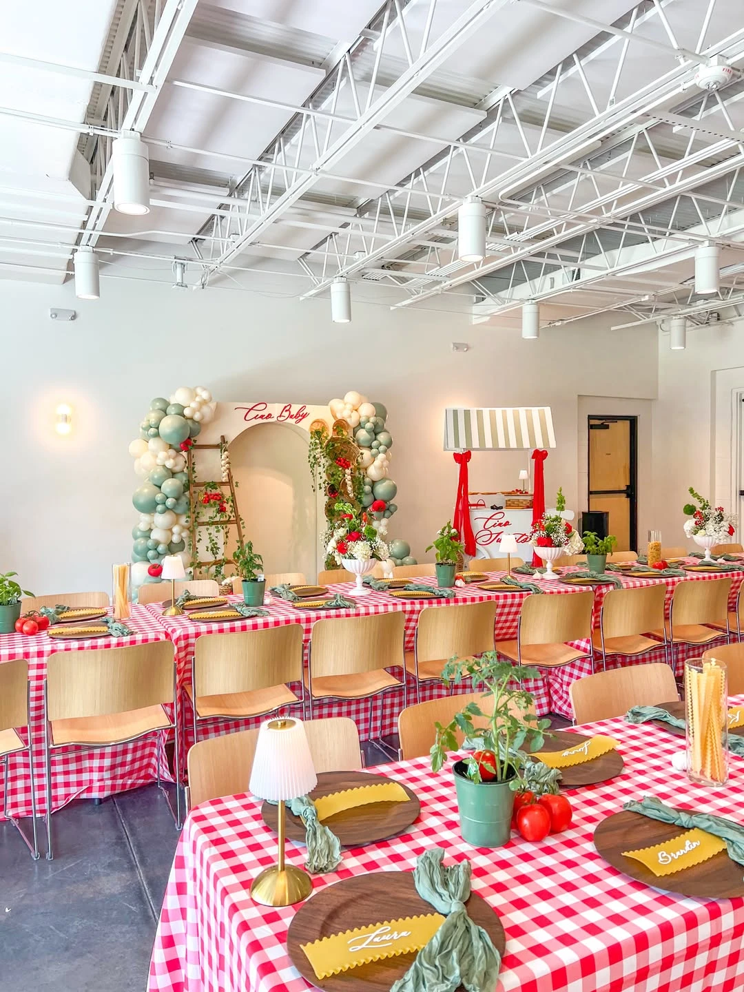 Classic Red Gingham Linens ciao baby shower